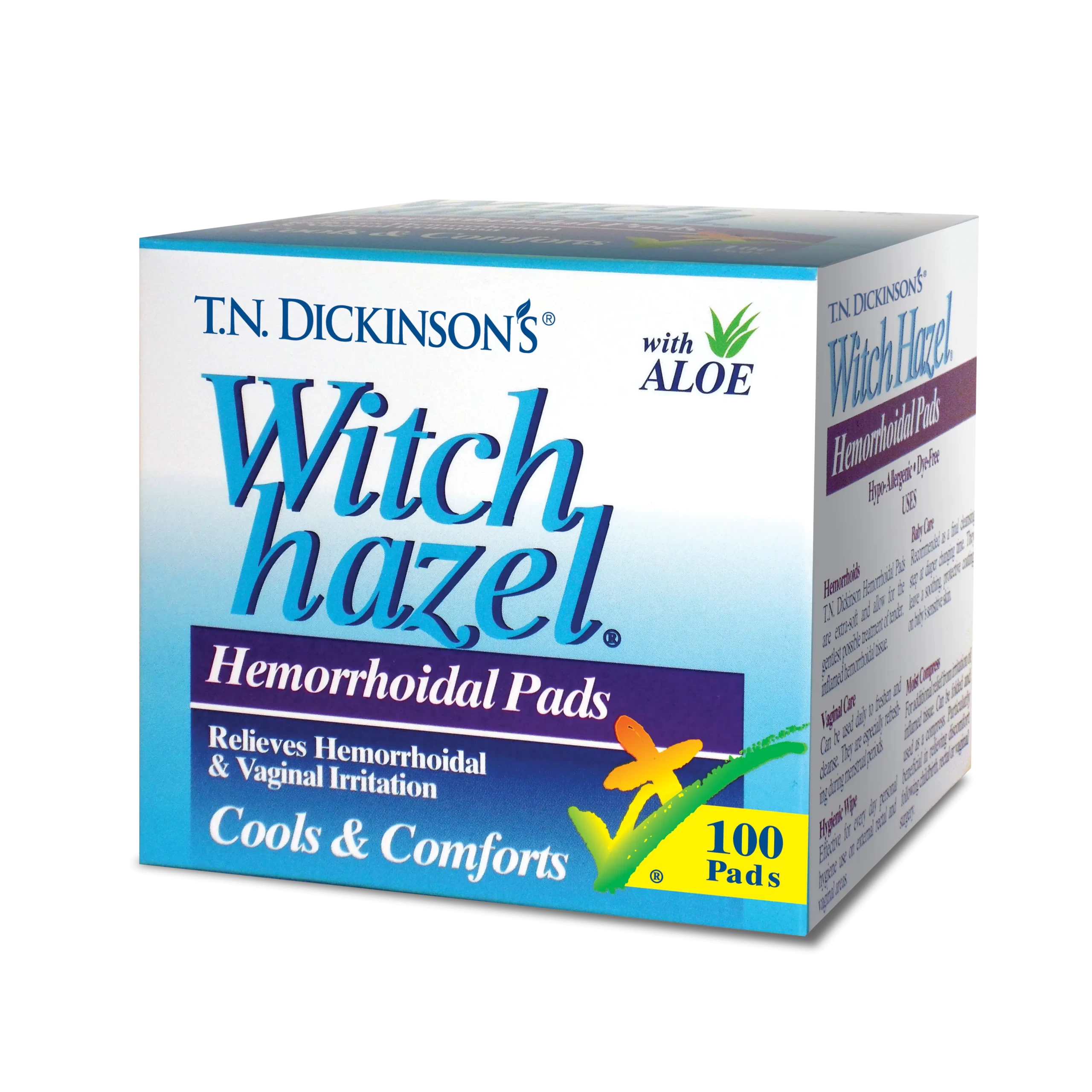 T. N. Dickinson's witch hazel hemorrhoidal pads with aloe